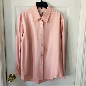 SOFT surroundings pink pearl button 100% tencel blouse Size small petite